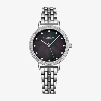 Stuhrling Womens Silver Tone Stainless Steel Bracelet Watch 3988 1 In Black