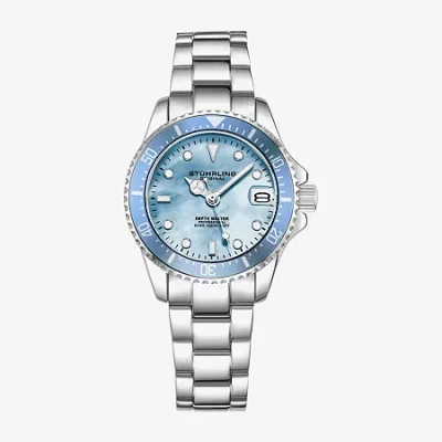 Stuhrling Womens Silver Tone Stainless Steel Bracelet Watch 3950l 3 In Blue