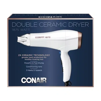 Conair Double Ceramic White And Rose Gold Hair Dryer In White