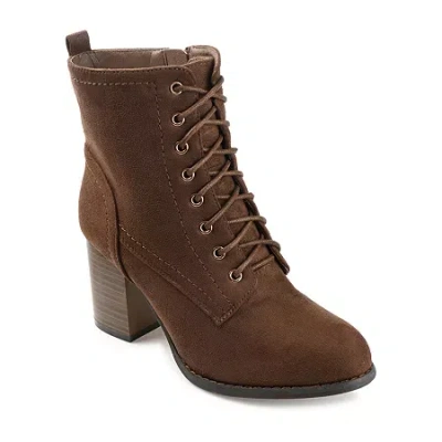 Journee Collection Womens Baylor Stacked Heel Booties In Brown