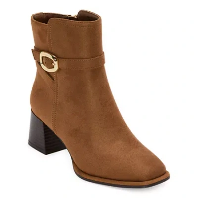 Liz Claiborne Womens Gillis Block Heel Dress Boots In Brown