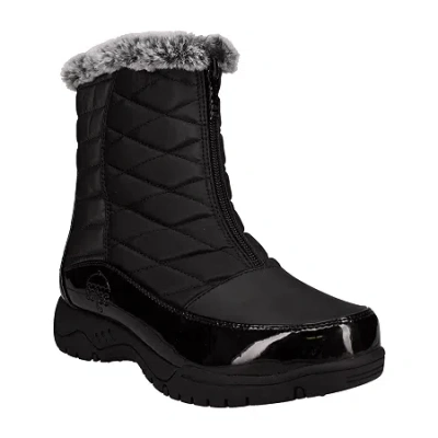 Totes Womens Esther Waterproof Insulated Flat Heel Winter Boots In Black
