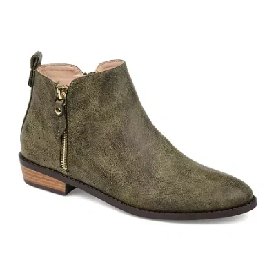 Journee Collection Womens Ellis Stacked Heel Booties In Green