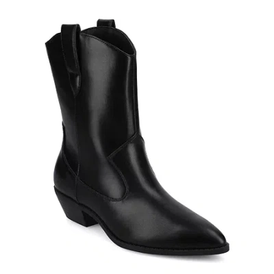 Journee Collection Womens Fritzie Block Heel Booties In Black