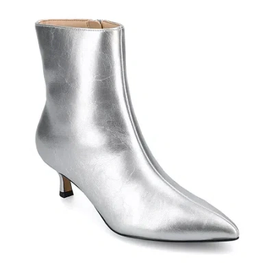 Journee Collection Womens Arely Kitten Heel Booties In Silver