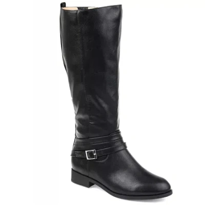 Journee Collection Womens Ivie Extra Wide Calf Stacked Heel Zip Riding Boots In Black
