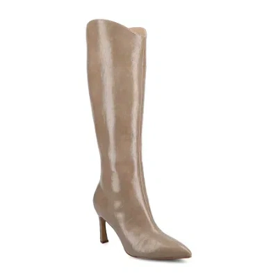 Journee Collection Womens Wide Calf Stiletto Heel Dress Boots Wide Width In Sand