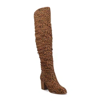 Journee Collection Womens Kaison Wide Calf Stacked Heel Over The Knee Boots In Brown