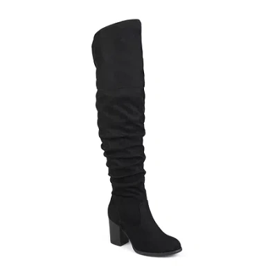 Journee Collection Womens Kaison Extra Wide Calf Stacked Heel Over The Knee Boots In Black
