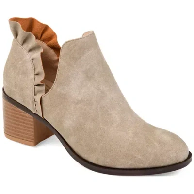Journee Collection Womens Lennie Booties Stacked Heel Slip-on In Neutral