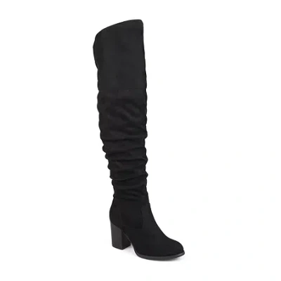 Journee Collection Womens Kaison Stacked Heel Over The Knee Boots In Black