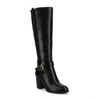 Journee Collection Womens Extra Wide Calf Stacked Heel Dress Boots In Black