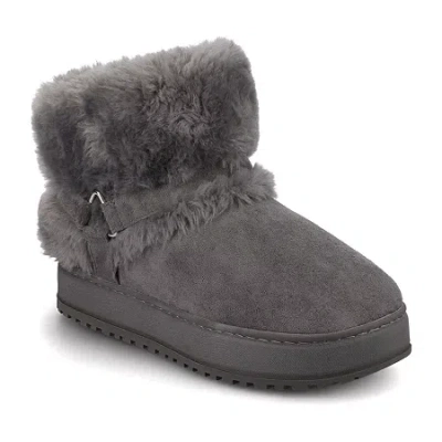 Journee Collection Womens Thada Flat Heel Booties In Gray