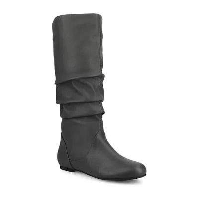 Journee Collection Womens Jayne-wdwc Wide Calf Flat Heel Slouch Boots In Gray