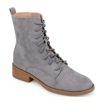 Journee Collection Womens Vienna Block Heel Combat Boots In Gray