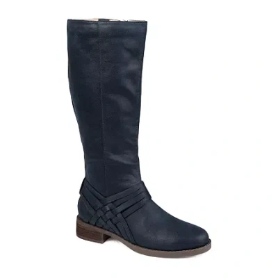 Journee Collection Womens Meg Stacked Heel Over The Knee Boots In Blue