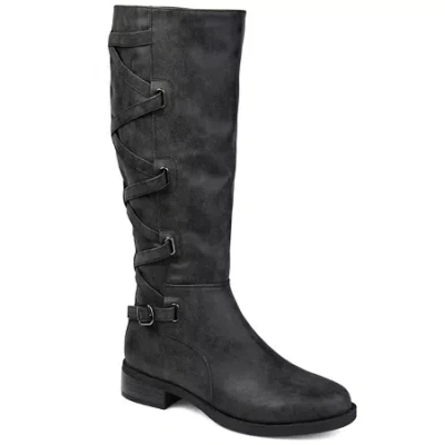 Journee Collection Womens Carly Extra Wide Calf Stacked Heel Riding Boots In Black