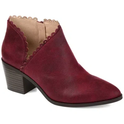 Journee Collection Womens Tessa Stacked Heel Booties In Burgundy