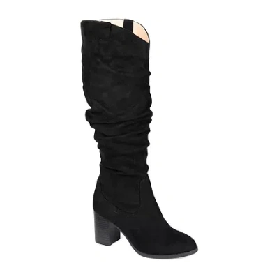 Journee Collection Womens Aneil Extra Wide Calf Stacked Heel Over The Knee Boots In Black