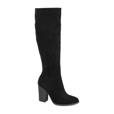 Journee Collection Womens Kyllie Wide Calf Stacked Heel Dress Boots In Black