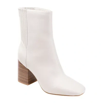 Journee Collection Womens Maize Stacked Heel Booties In White