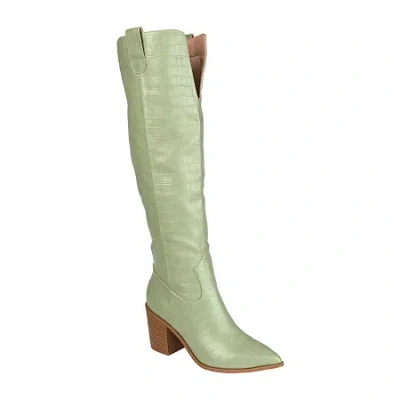 Journee Collection Womens Therese Stacked Heel Cowboy Boots In Green