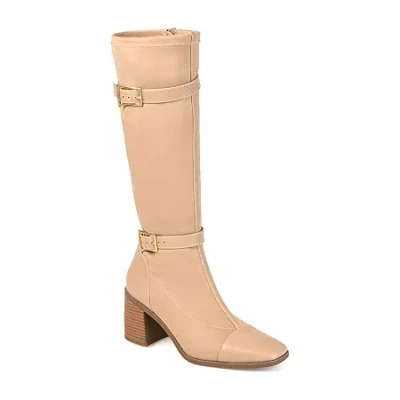 Journee Collection Womens Gaibree Stacked Heel Riding Boots In Sand