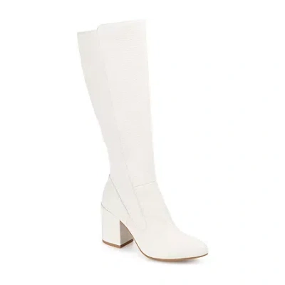 Journee Collection Womens Tavia Block Heel Dress Boots In White