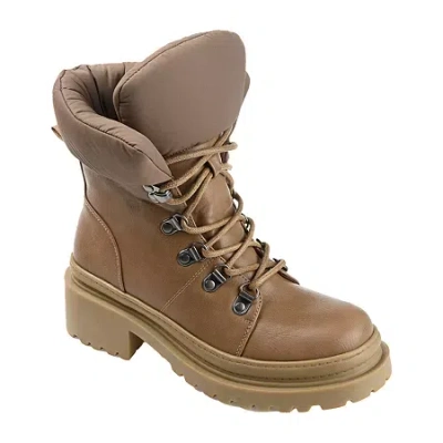 Journee Collection Womens Irrah Block Heel Booties In Brown