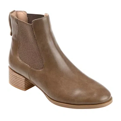 Journee Collection Womens Chayse Stacked Heel Booties In Brown