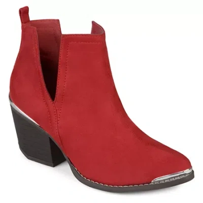 Journee Collection Womens Issla Booties Stacked Heel In Red
