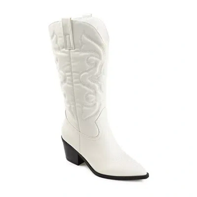 Journee Collection Womens Chantry Stacked Heel Dress Boots In White