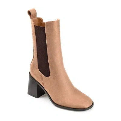 Journee Collection Womens Kaydia Stacked Heel Booties In Brown