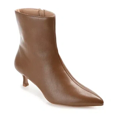 Journee Collection Womens Arely Kitten Heel Booties In Brown
