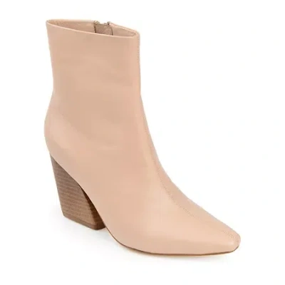 Journee Signature Womens Hydra Stacked Heel Booties In Neutral