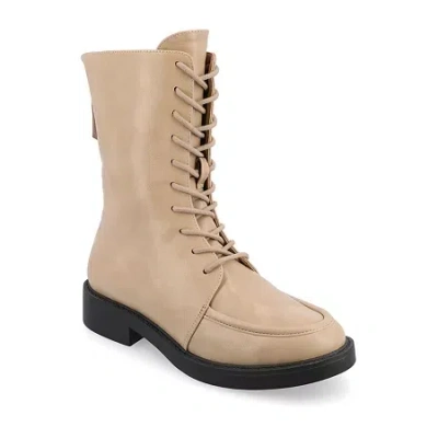 Journee Collection Womens Nikks Block Heel Lace Up Boots In Brown