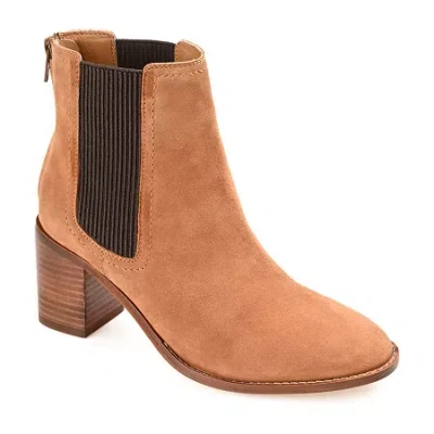 Journee Signature Womens Tazlyn Stacked Heel Booties In Orange