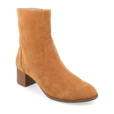 Journee Collection Womens Hayven Stacked Heel Booties In Brown