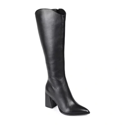 Journee Signature Womens Laila Stacked Heel Dress Boots In Black