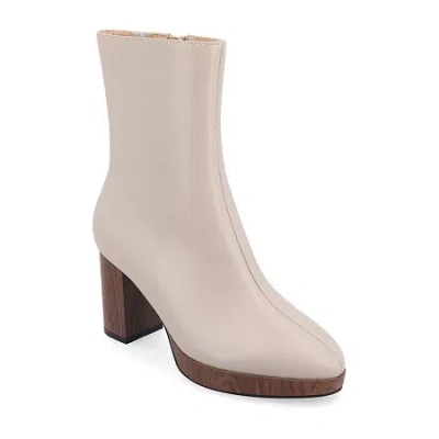 Journee Collection Womens Romer Block Heel Booties In Neutral