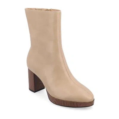 Journee Collection Womens Romer Block Heel Booties In Neutral