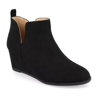 Journee Collection Womens Mylee-wd Wedge Heel Booties Wide Width In Black