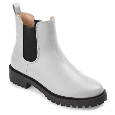 Journee Collection Womens Kenova-wd Block Heel Booties Wide Width In Gray
