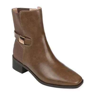 Journee Collection Womens Aubrie Stacked Heel Booties In Brown