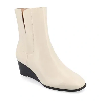Journee Collection Womens Kylo Wedge Heel Booties In White