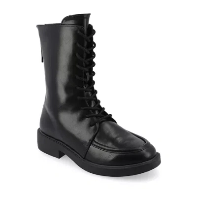 Journee Collection Womens Nikks Block Heel Lace Up Boots In Black