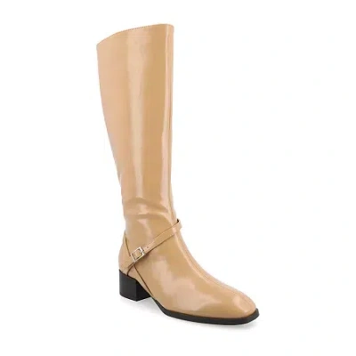 Journee Collection Womens Rhianah Stacked Heel Dress Boots In Brown