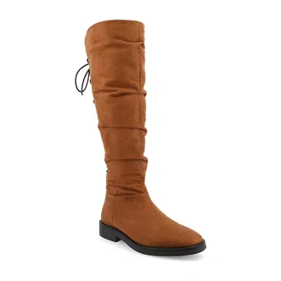 Journee Collection Womens Mirinda Stacked Heel Slouch Boots In Brown