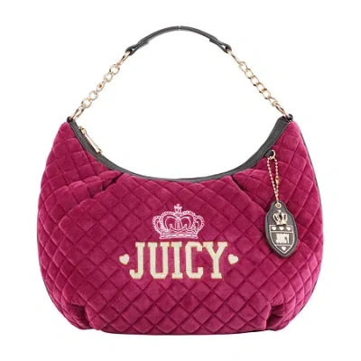 Juicy By Juicy Couture Crowning Glory Quilted Velour Hobo Bag In Purple