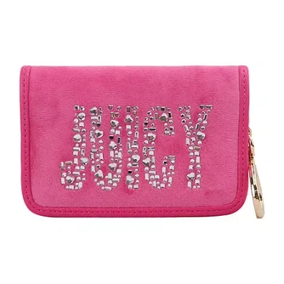 Juicy By Juicy Couture Shine Bright Velour Womens Bifold Wallet In Pink